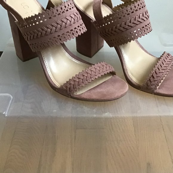 LC Lauren Conrad Streusel High Heel Sandals 8.5 5 Mauve Block Heel - Picture 2 of 3